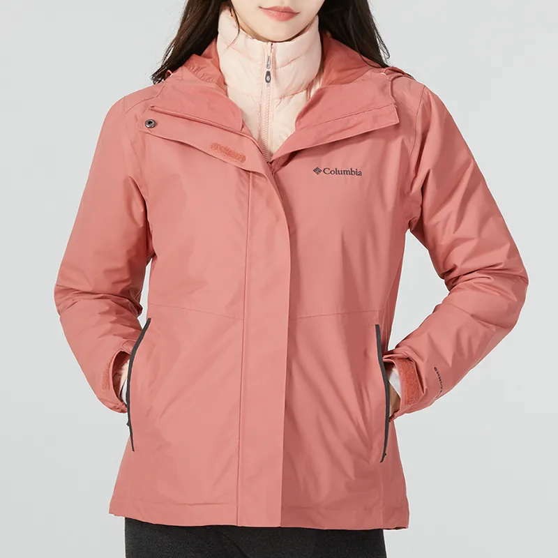 Columbia Outdoor Hiking Waterproof, Windproof, And Breathable Windbreaker Jacket Women's Peach-2