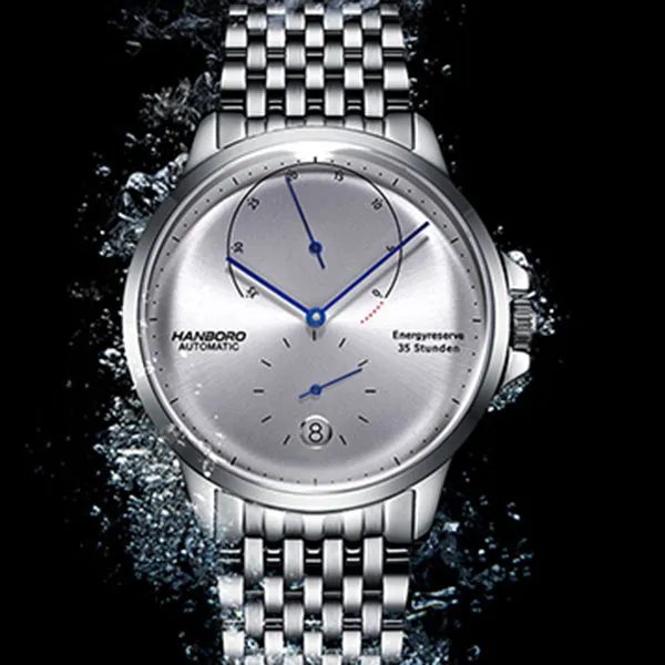 HANBORO Automatic Mechanical Movement Watch Men's Watches Silver Dial HBR902 BBG-2