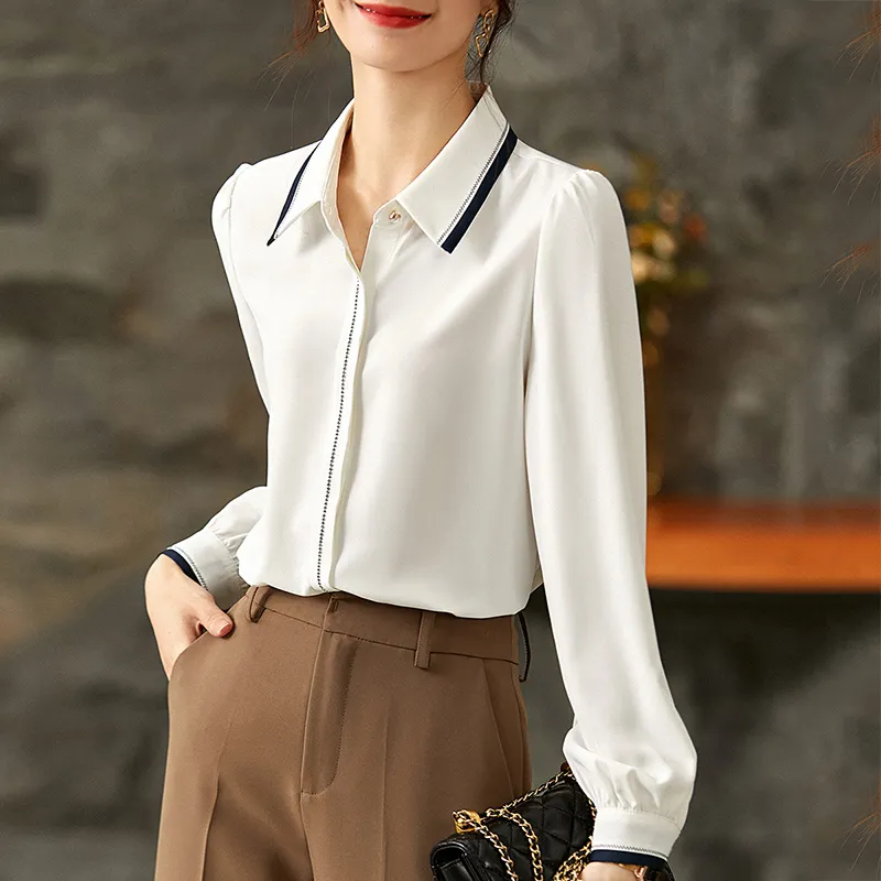 SENTUBILA Chiffon Shirt Women's White-2