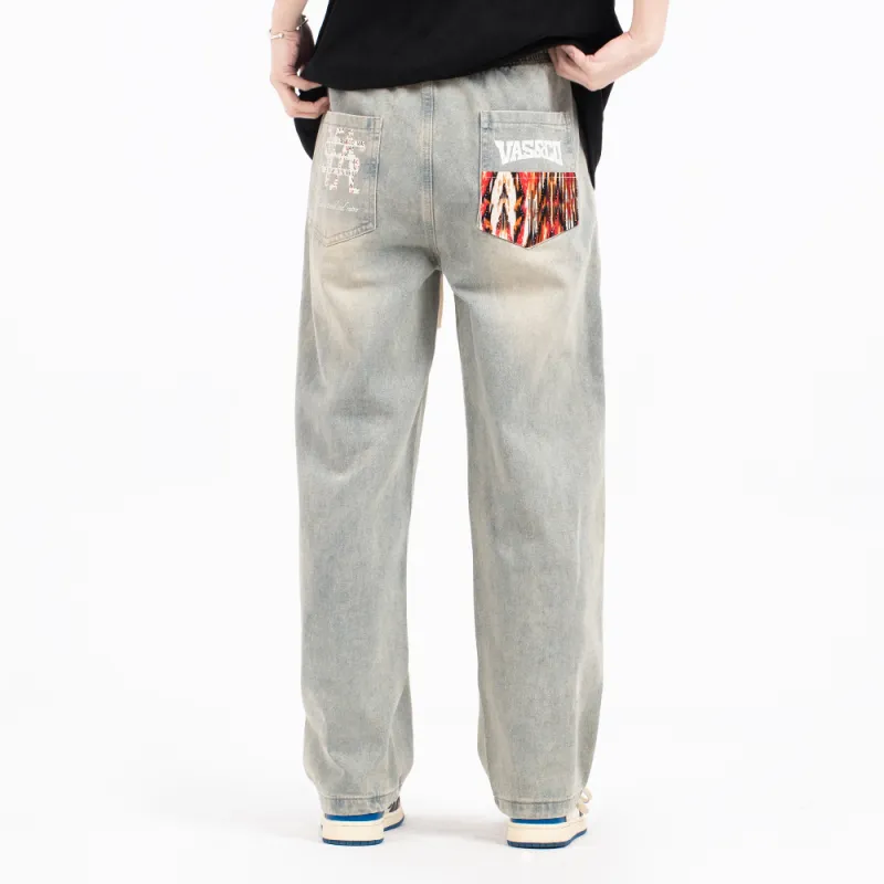 VAS＆CO Jeans Unisex Yellow Mud Denim Blue-3