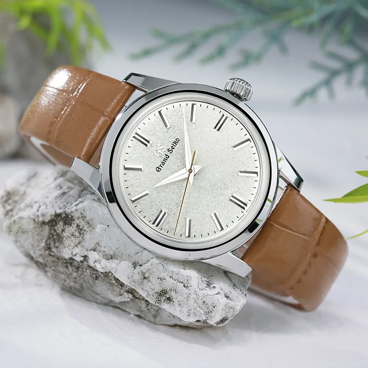 GRAND SEIKO Mechanical Movement Genuine Leather Strap Watch Unisex Silver Dial SBGW281G-6
