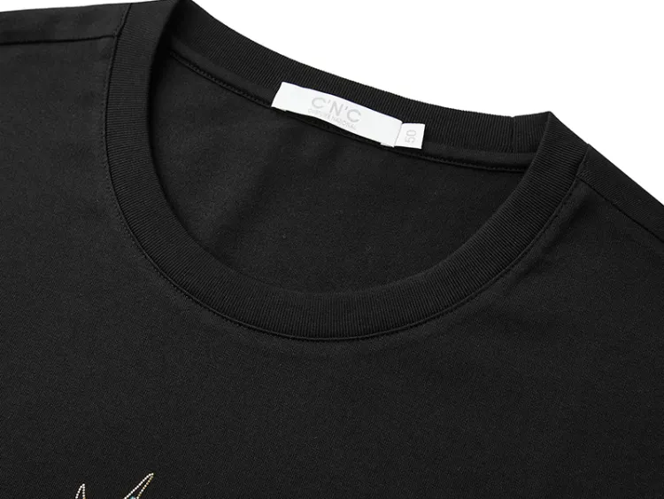 Night Addict Cropped geribbeld T-shirt in zwart