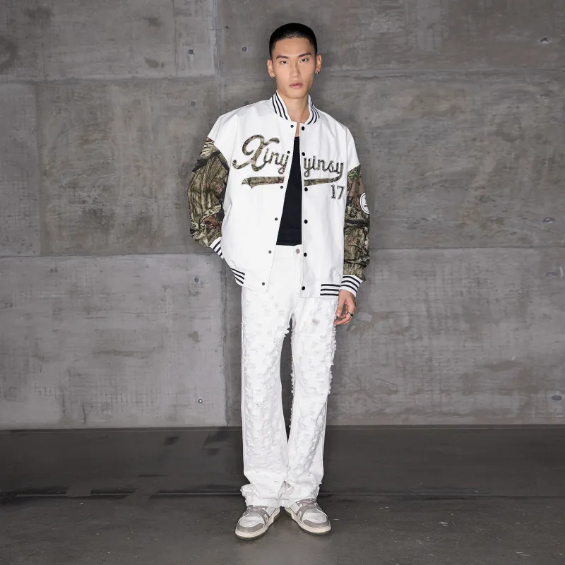 XINYINSU Baseball Jacket Unisex White-6