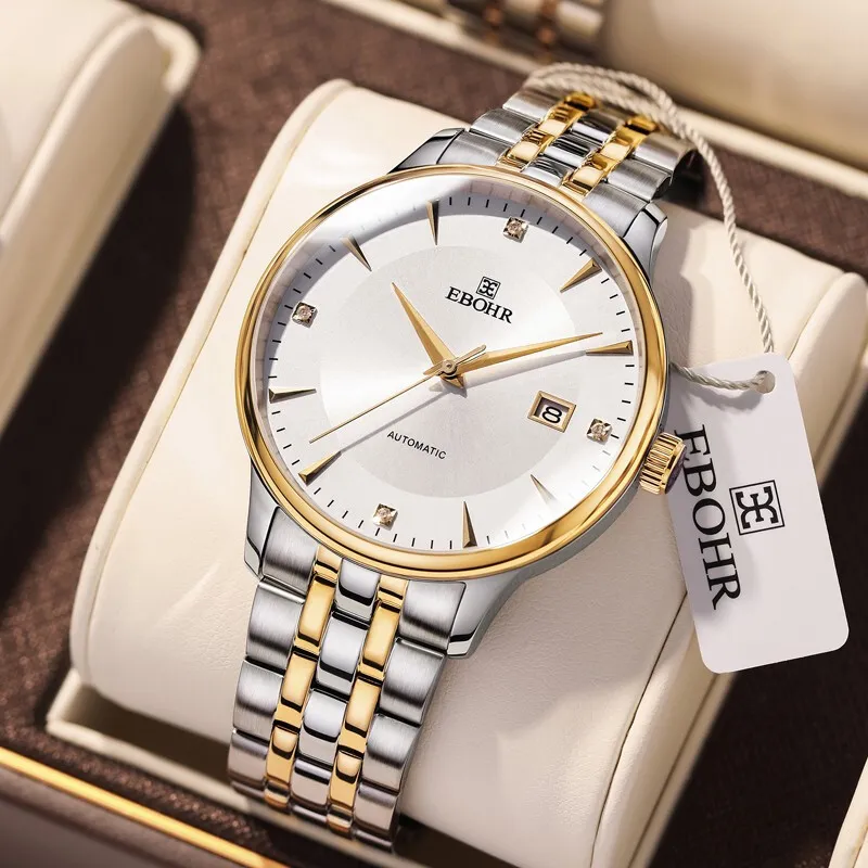 EBOHR EBOHR Master Collection Mechanical Movement Stainless Steel Strap Watch Unisex Black Dial 36480319-10