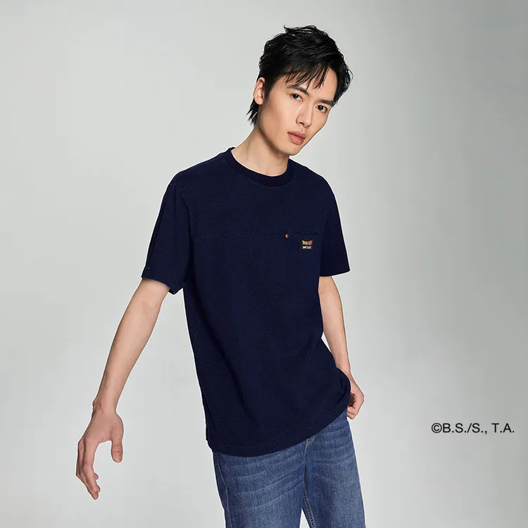 Lee x LONGZHU LIANMINGKUAN SS23 T Shirt Men's Dark Blue-5