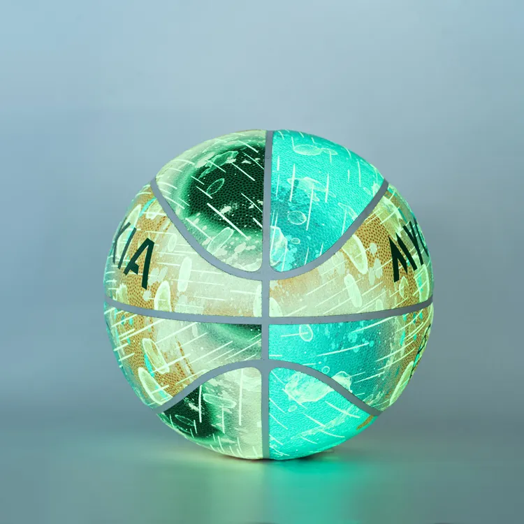 MYOKIA PU Basketball Multicolor Size 7 Ball Glow in The Dark Reflective Unisex-5
