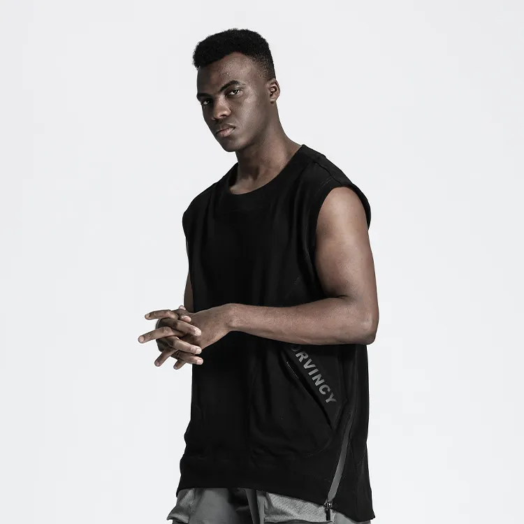 NORVINCY Comfortable And Breathable Sweat Wicking Solid Color 100% Cotton Sleeveless T Shirt Unisex-2