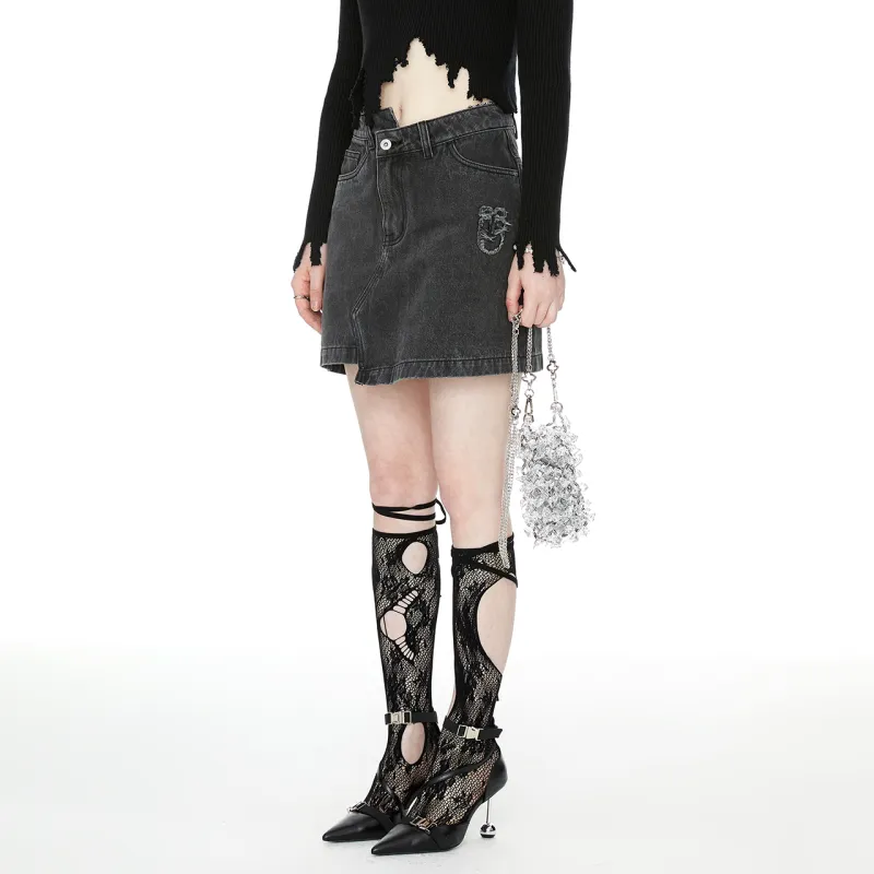 Guuka Denim Short Skirts Women's Black-2