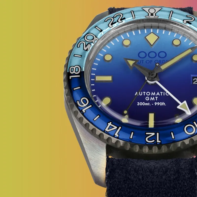 OUT OF ORDER Wrist Watch Automatic Mechanical Movement Leather Watch Bands Blue Dial Unisex OOO.001 25.BB-2