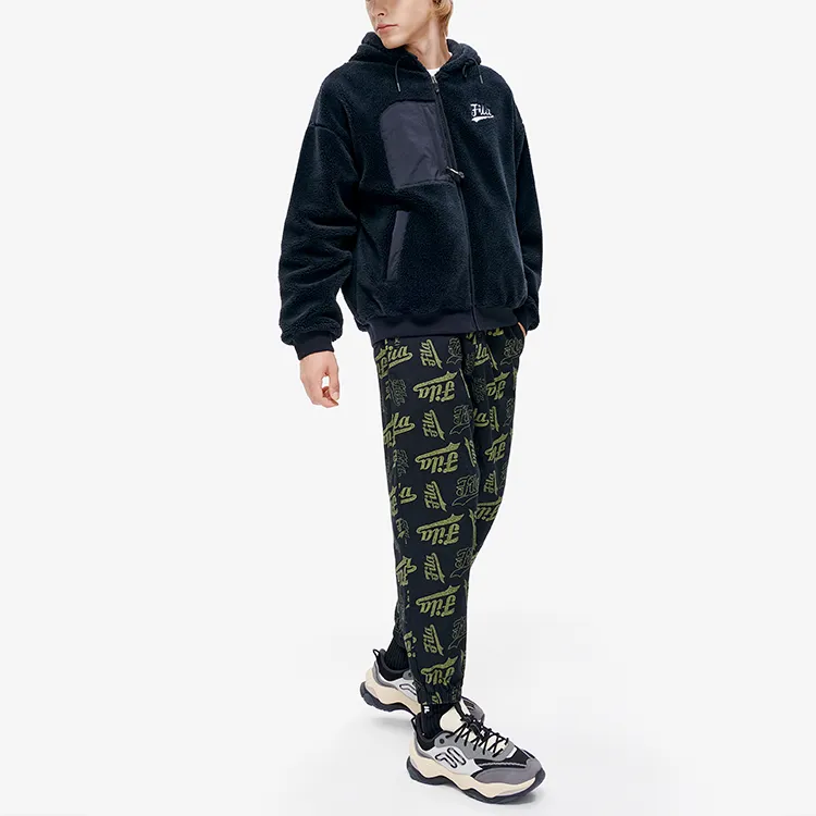 FILA FUSION BASEBALL Series Velvet Jackets Men Pitch Black-2