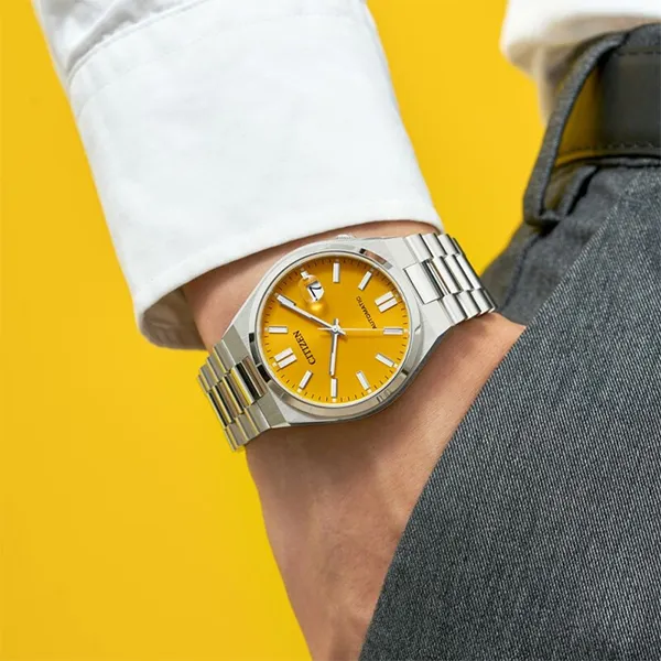 CITIZEN ME Color Collection Mechanical Movement Stainless Steel Strap Watch Men's Watches Orange Watch Dial-3