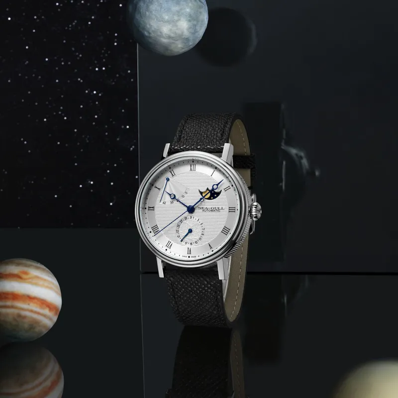 Sea Gull Masterpiece Collection Automatic Mechanical Movement Genuine Leather Strap Watch Men's Watches White Dial-4