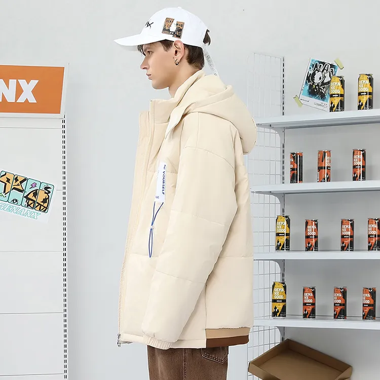 GENANX Letter Detachable Hood Loose Fit Puffer Jacket Unisex-4