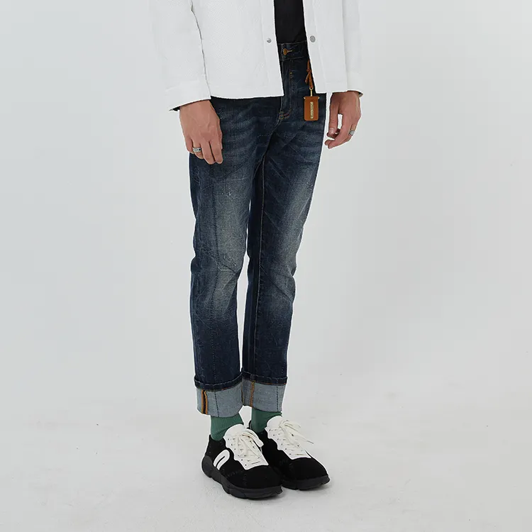 DAVID NAMAN FW22 Slim Fit Pants Jeans Men's Denim Blue-5