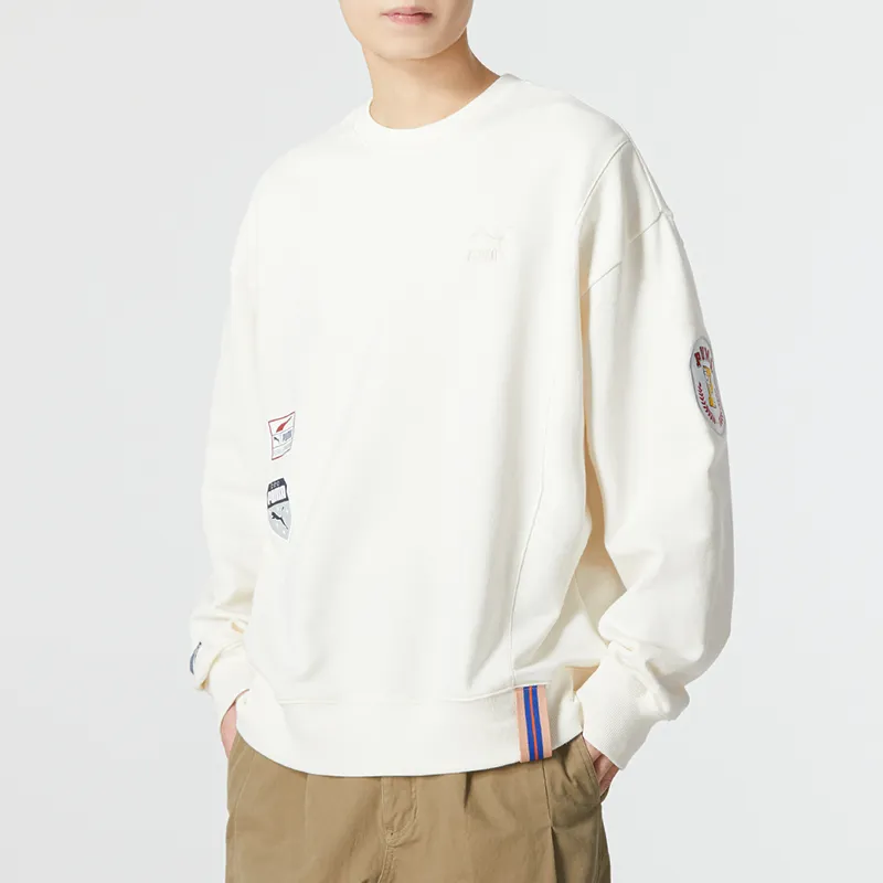 PUMA Team Badge Sweatshirts Men Ecru-2