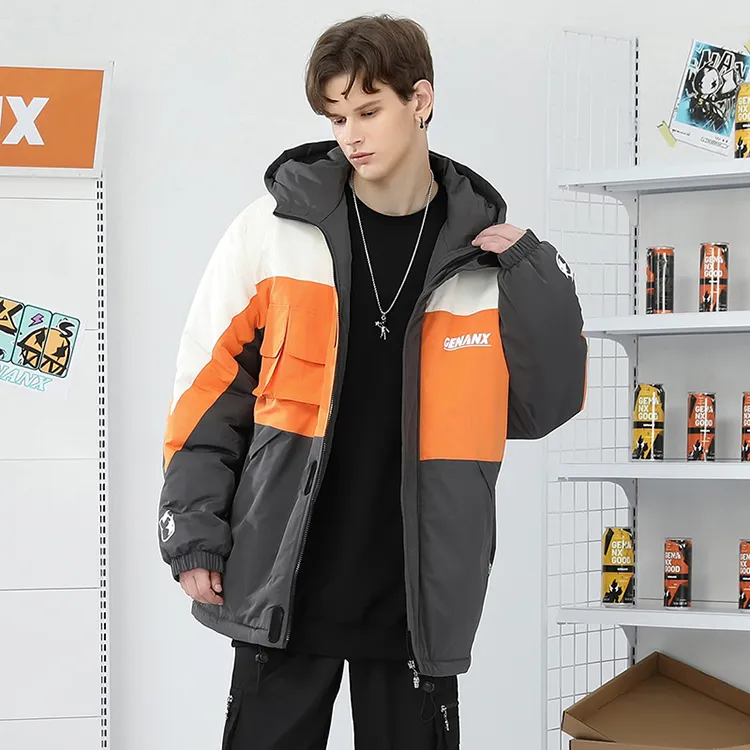 GENANX Letter Hooded Loose Fit Puffer Jacket Unisex-9