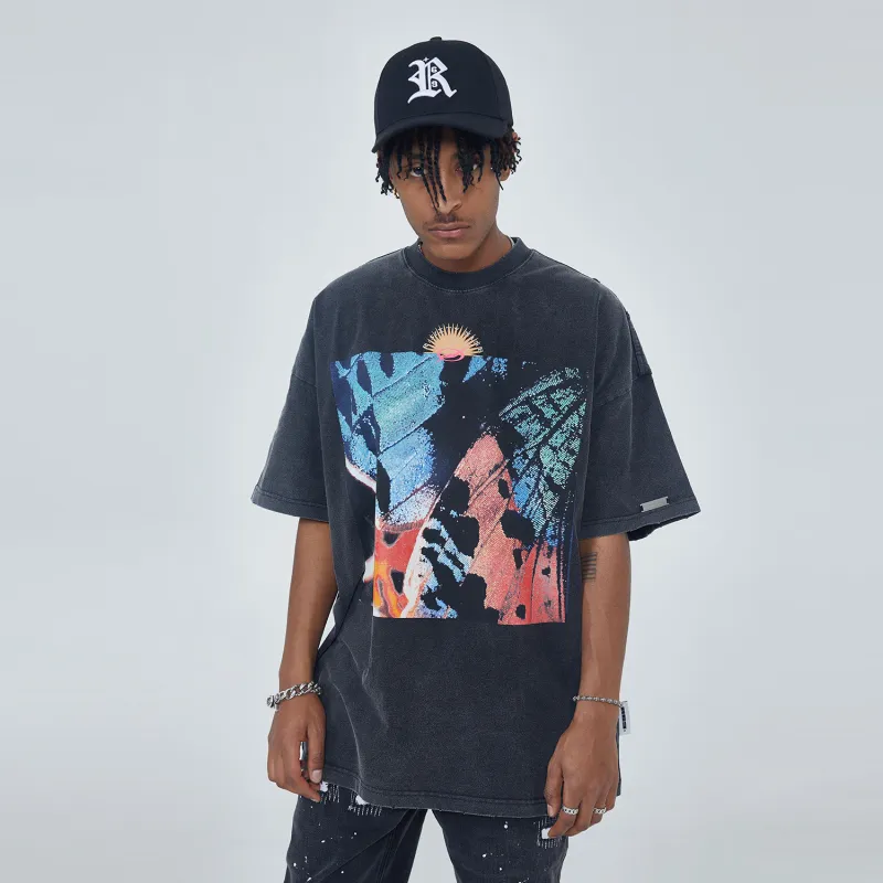 R69 T-Shirts Unisex Washed Black-2