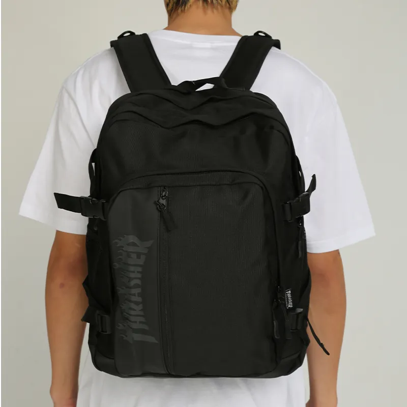 Thrasher Polyester Backpack Unisex Black-3