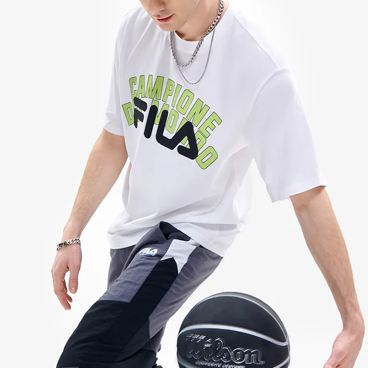 FILA FUSION Drop Shoulder Sleeve T Shirt Men's Standard White-5