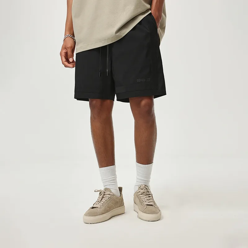 BONELESS Casual Shorts Unisex Black-4