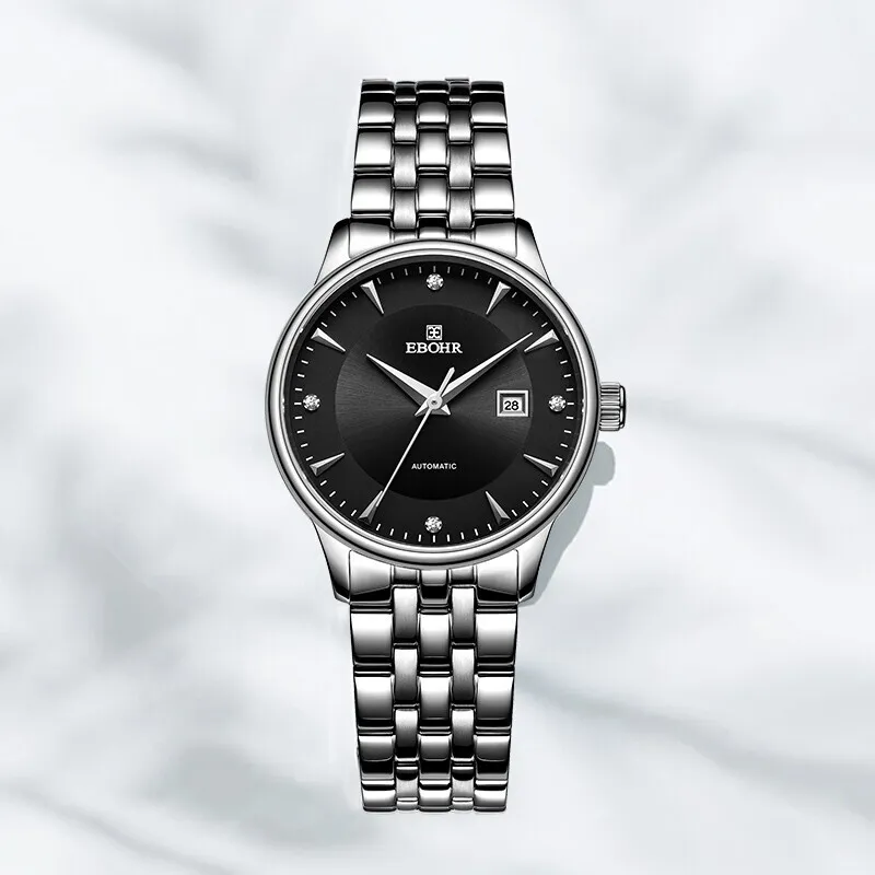 EBOHR EBOHR Master Collection Mechanical Movement Stainless Steel Strap Watch Unisex Black Dial 36480319-7