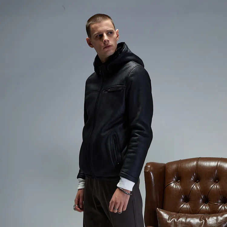 DAVID NAMAN Leather Jackets Men Black-3