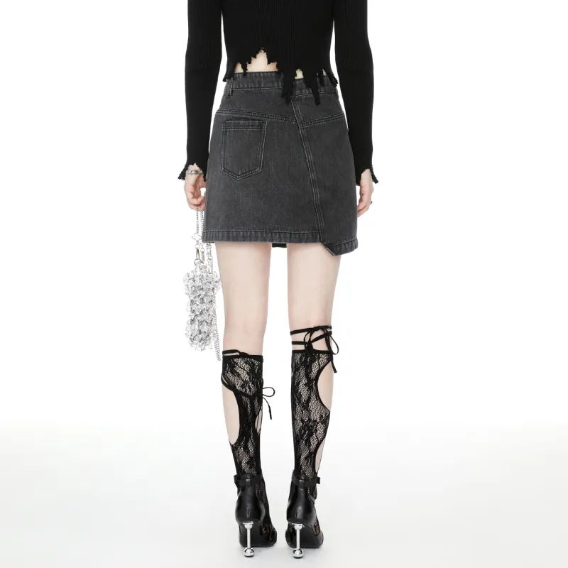 Guuka Denim Short Skirts Women's Black-3