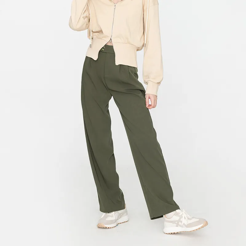 Cubic Casual Pants Women's Mustard Green-2