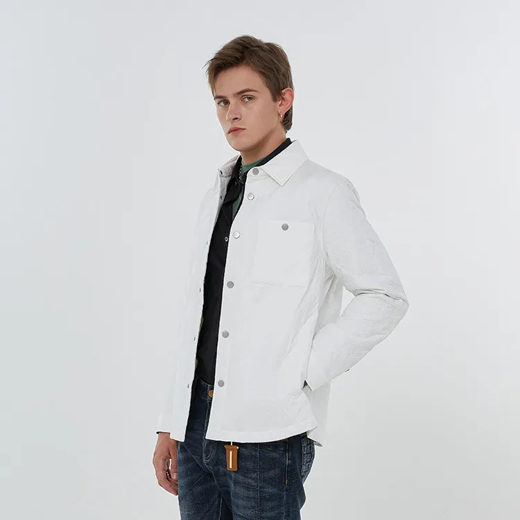 DAVID NAMAN FW22 Solid Color Lapel Thin Puffer Jacket Men's White-5