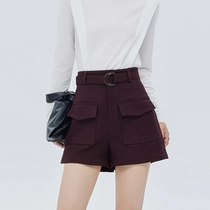 SOON FLOWER Cargo Shorts Women's Burgundy-2