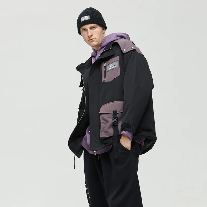 Clubxxhh Cartoon Hand-Drawn Hooded Loose Fit Thickened Puffer Jacket Unisex Black-4