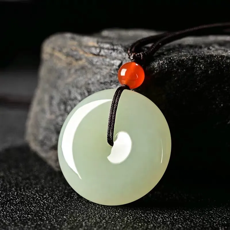 Qing Yi Hetian Jade Pendants Unisex Pale Greenish White Jade-1