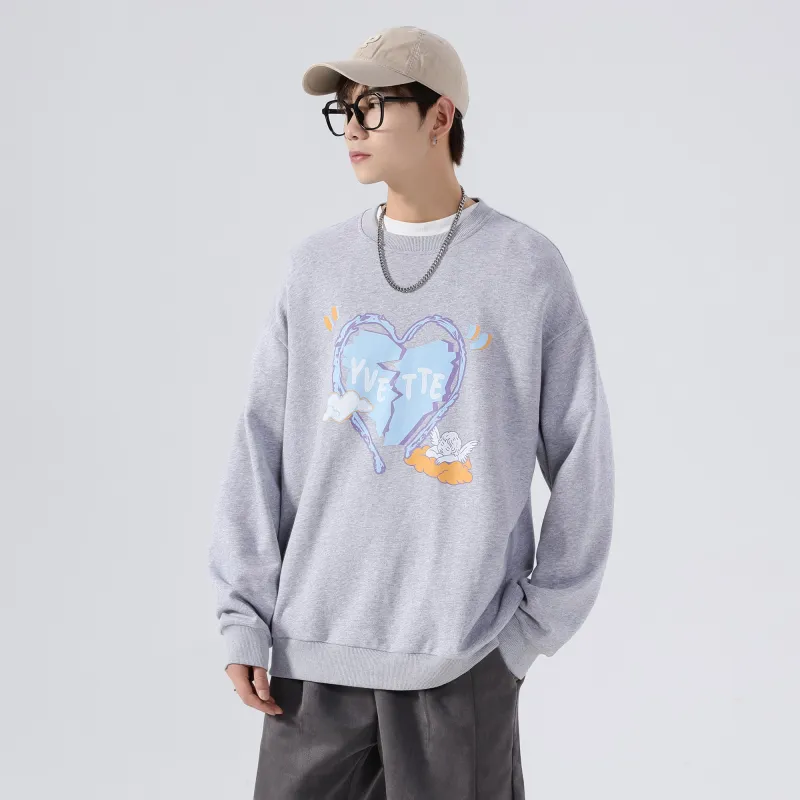 Yvette Crew Neck Loose Fit Sweatshirt Unisex Heather Gray-5