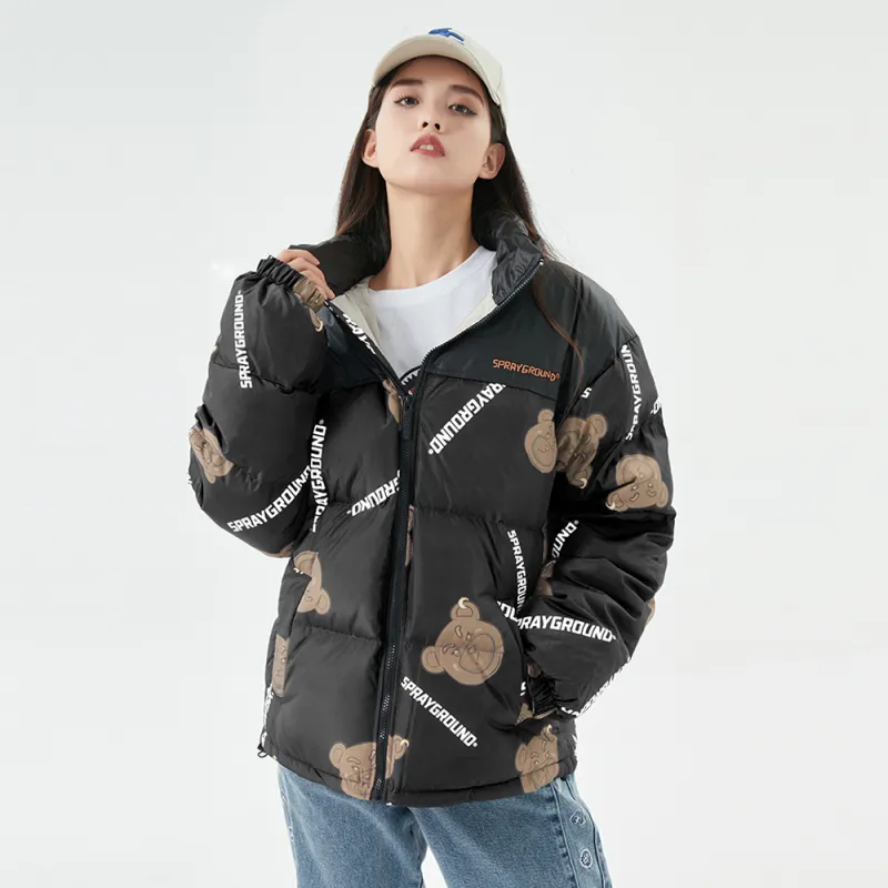 SPRAYGROUND Animal Pattern Stand Collar Loose Fit Thickened Down Jacket Unisex-3