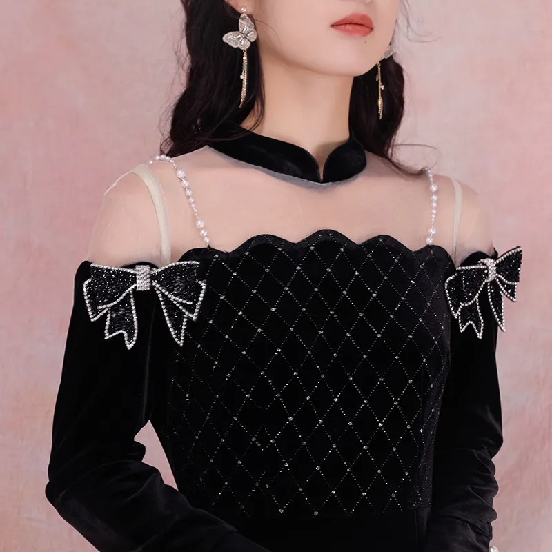 JINYE ORIENTAL Long Sleeved Dresses Women's Black-2