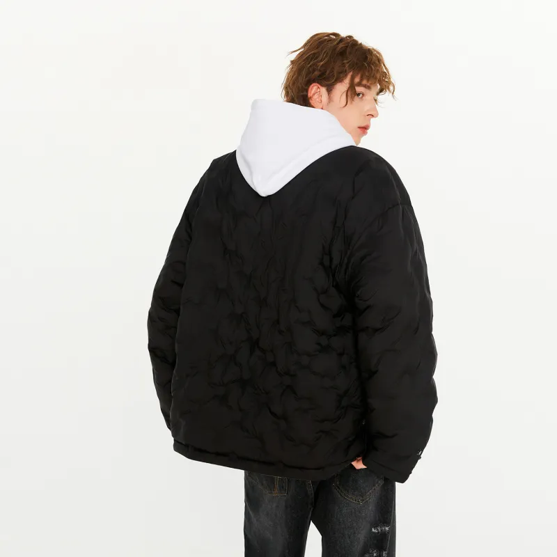 BEASTER Solid Color Stand Collar Without Hood Loose Fit Thickened Down Jacket Unisex-14