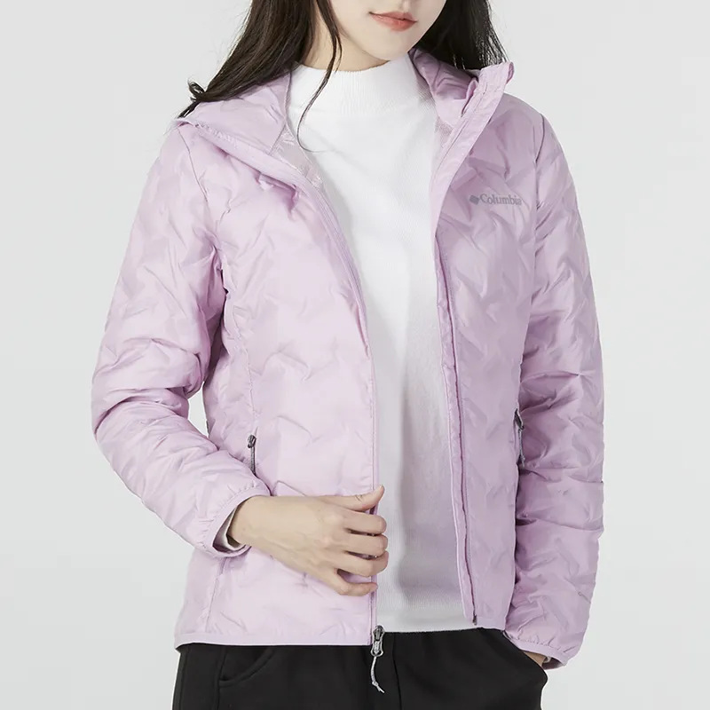 Columbia Solid Color Hooded Thin Down Jacket Women's Purple-4