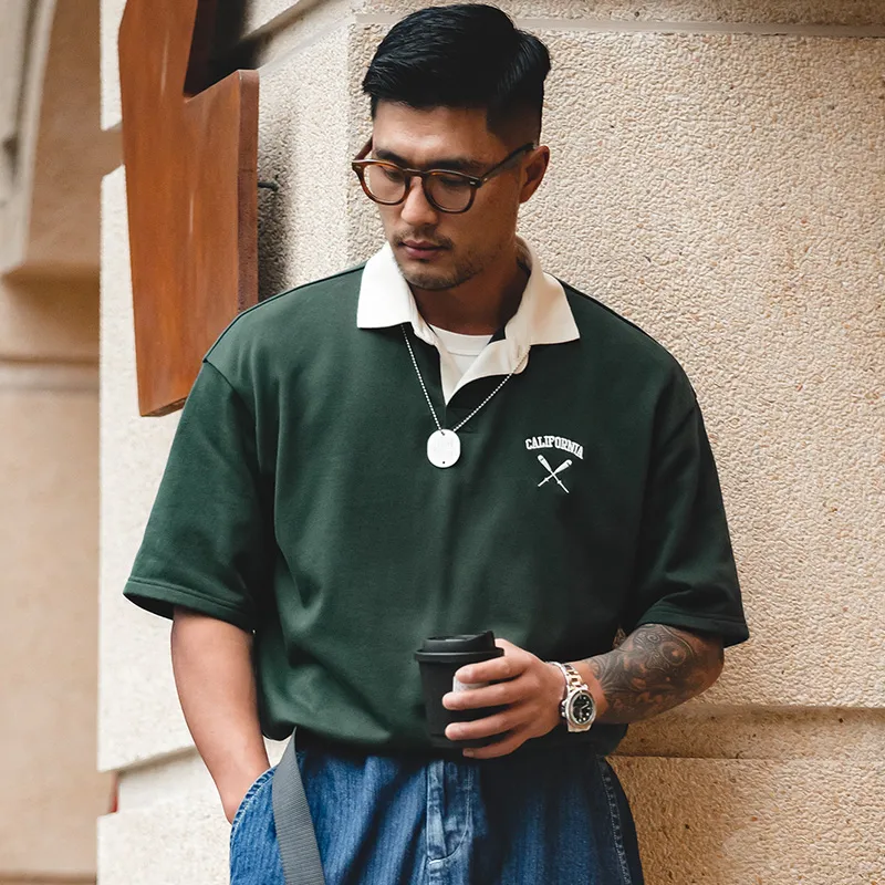 MADEN Polo Shirts Men Dark Green-5
