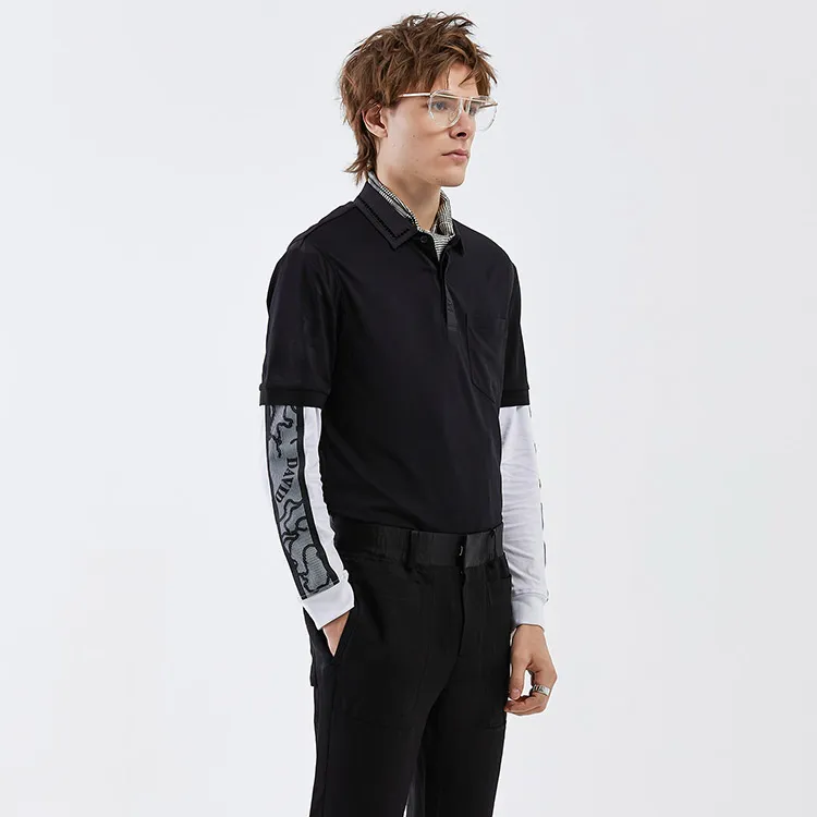 DAVID NAMAN Etruscan Series Polo Shirts Men Black-4