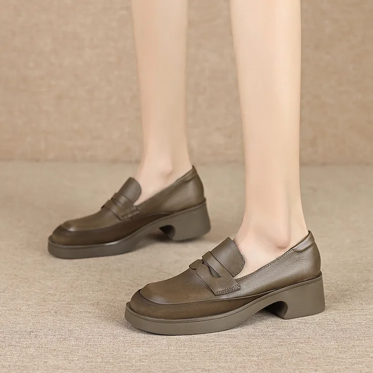 OCCAMAN Loafers Women's Low Top Black/Khaki-7