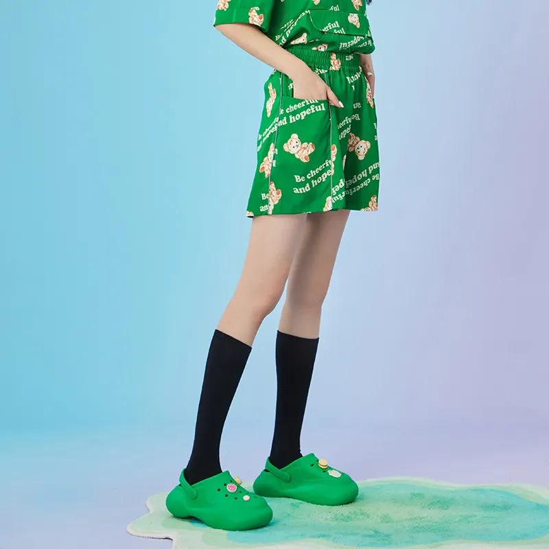 LALABOBO Casual Shorts Women's Green-4
