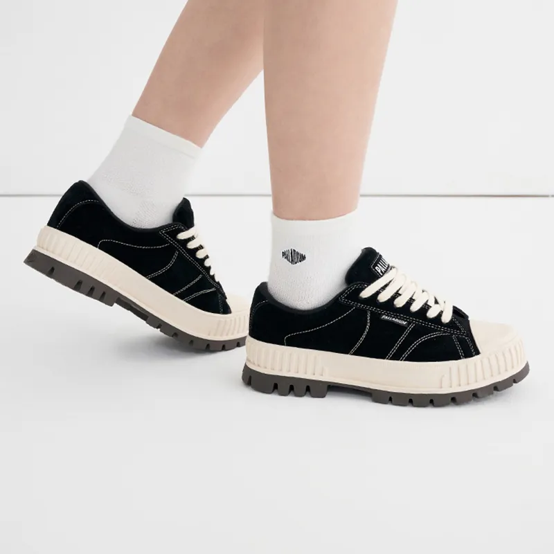 Palladium Pallashock90Sde Low Top Canvas Shoes Unisex Black Smoke White-6
