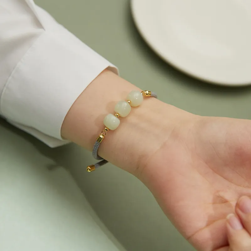 AGOVSKI Hetian Jade Bracelets Pale Greenish White Jade Women's-2