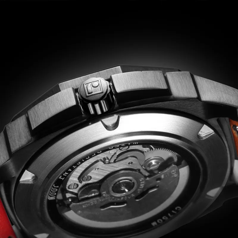 ROSSINI Medallion Collection Mechanical Movement Silicone Strap Watch Men's Watches Red Watch Dial 5210057-11