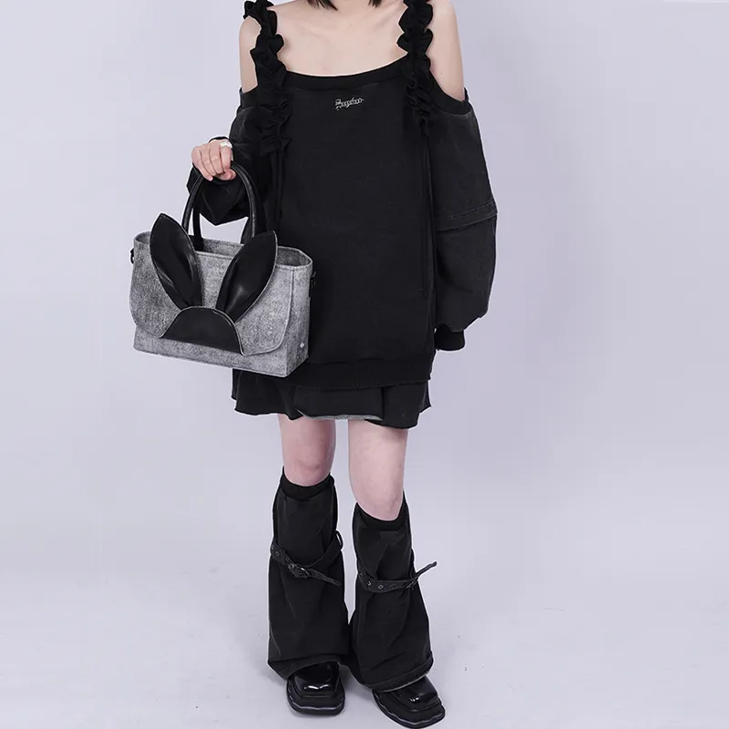 REBIRTH Canvas Rabbit Bag Canvas Bag Handbag Tote Large Size Women's Hi Bunny-3