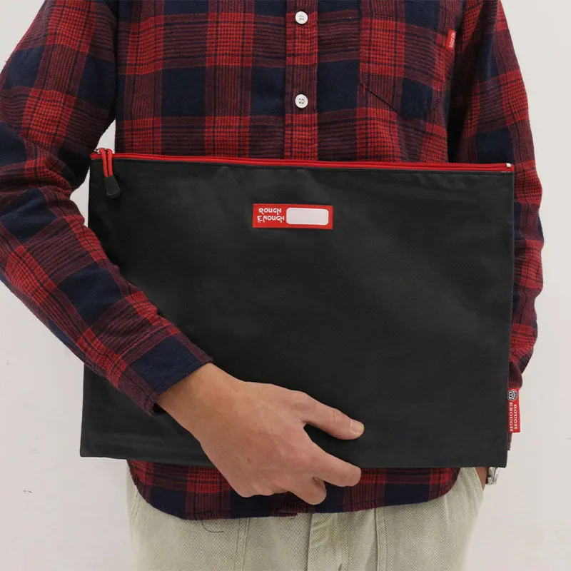 Rough Enough Canvas Canvas Bag Storage Bag A4 File Bag File Clutch Large Size Unisex Black-2