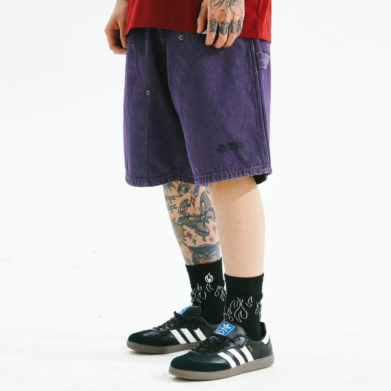 BURNIN Denim Shorts Unisex Purple-4