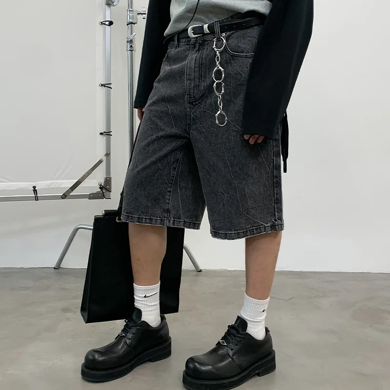 ROARINGWILD ARCH Denim Shorts Unisex Charcoal Gray-3