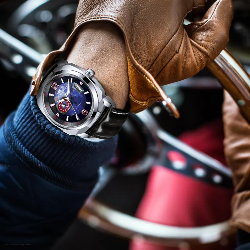 LOBINNI L Automatic Mechanical Movement Genuine Leather Strap Watch Men's Watches Blue Dial-4