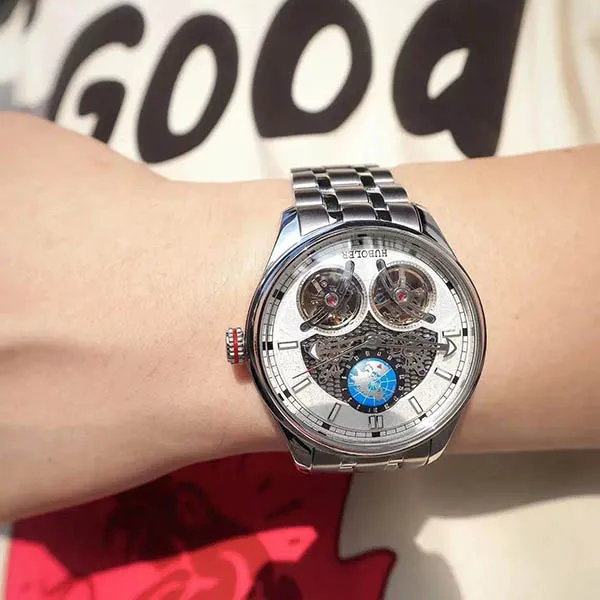 HANBORO Star Collection Automatic Mechanical Movement Watch Men's Watches Cut-Out Dial HBR88821G-BBB-2